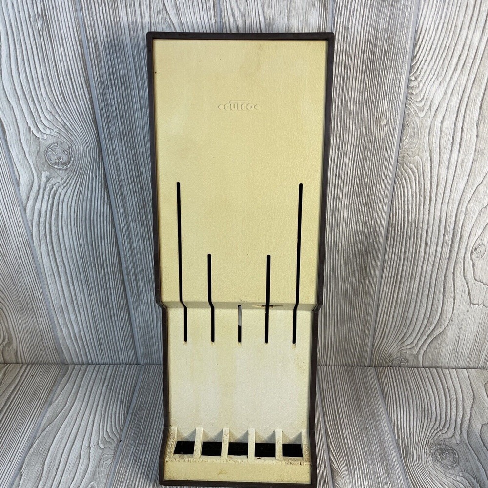 Vintage Cutco Knife Storage Tray Brown Cream Wall Mount Drawer Organizer 1742